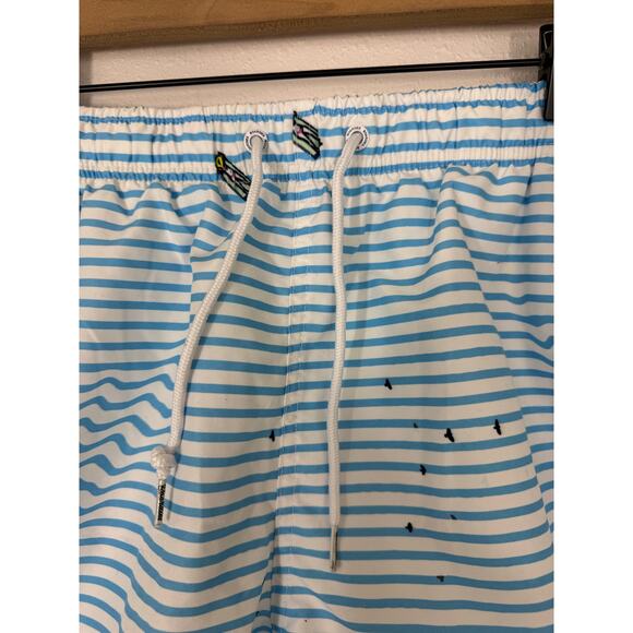Boardies Blue Striped Swim Shorts Men’s Medium Beach Trunks - Picture 2 of 7